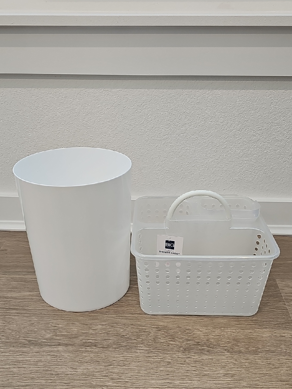 The Big One Iridescent Plastic Shower Caddy with Matching Waste Bin
